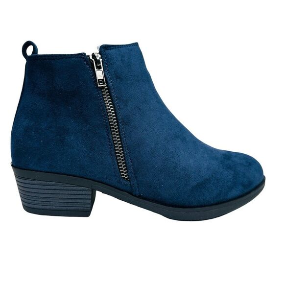 Shoe Land Ellaire Vegan Suede Ankle Booties - Navy - Size 6 - Picture 1 of 10